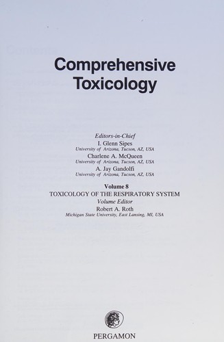 Cover for Comprehensive toxicology