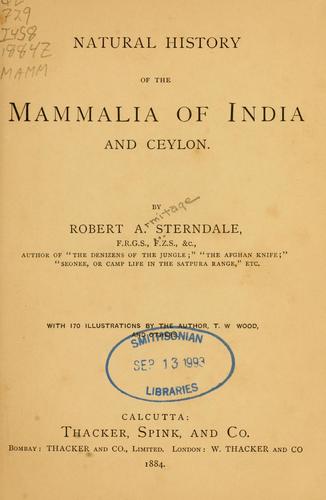 Cover for Natural history of the Mammalia of India and Ceylon