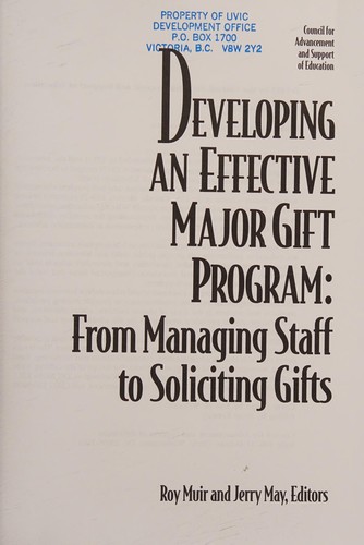 Cover for Developing an effective major gift program