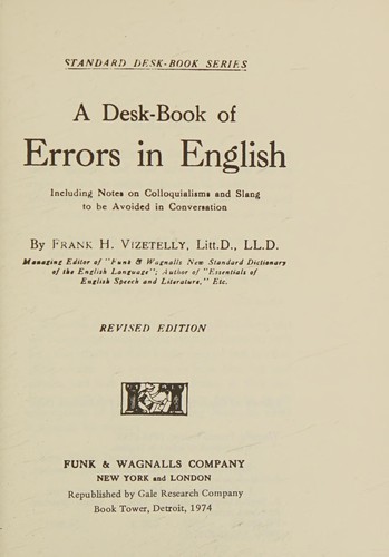 Cover for A desk-book of errors in English