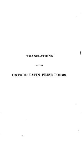 Cover for Translations of the Oxford Latin prize poems [selected and tr. by N.L. Torre].
