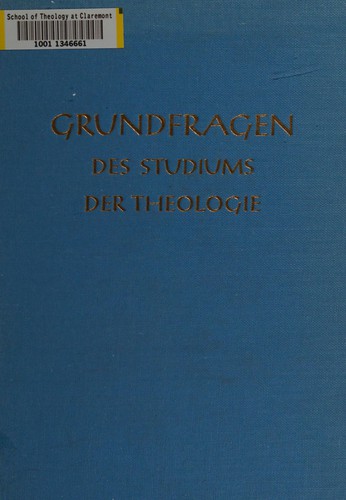 Cover for Grundfragen des studiums der theologie