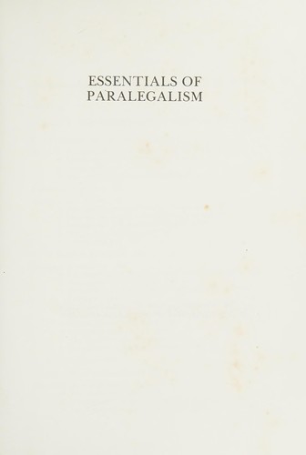 Cover for Essentials of paralegalism