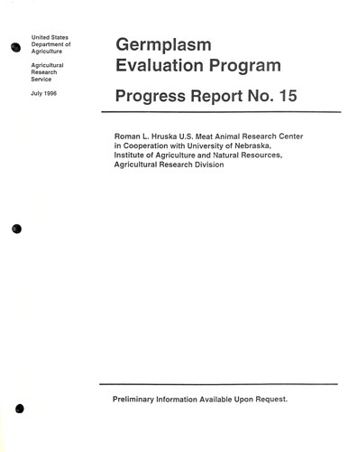 Cover for Germplasm evaluation program