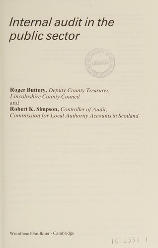 Cover for Internal audit in the public sector
