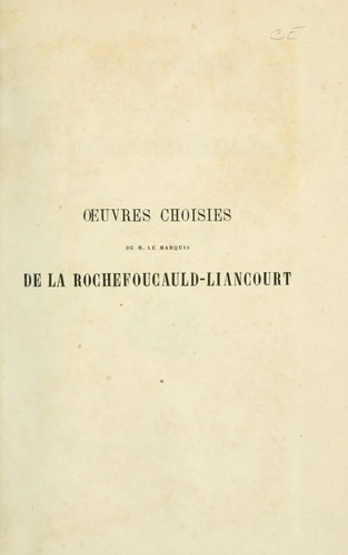 Cover for Oeuvres choisies de M. le marquis de La Rochefoucauld-Liancourt
