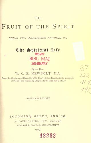 Cover for The fruit of the spirit