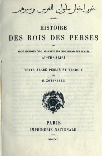 Cover for Ghurar akhbr mulk al-Furs.