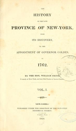 Cover for The history of the late province of New-York, from its discovery, to the appointment of Governor Colden, in 1762.