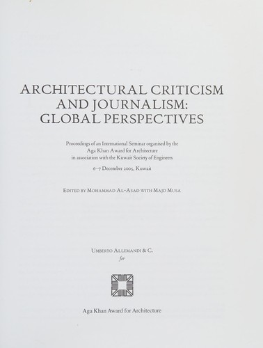 Cover for Architectural criticism and journalism