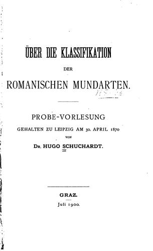 Cover for Über die Klassifikation der romanischen Mundarten.