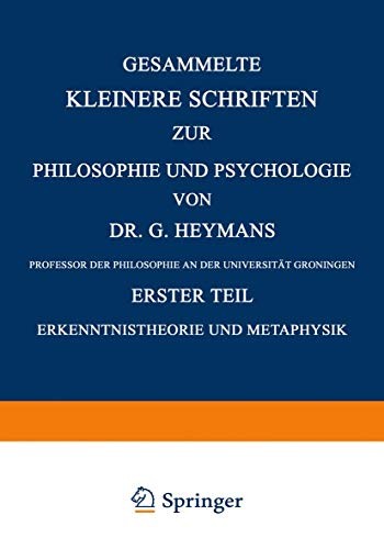 Cover for Gesammelte Kleinere Schriften zur Philosophie und Psychologie