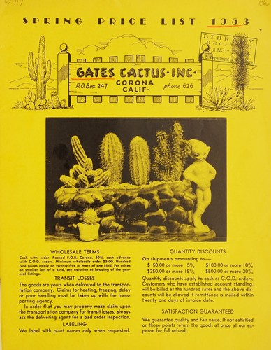 Cover for Spring price list 1953