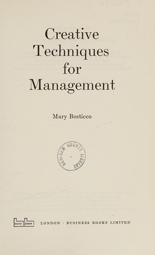 Cover for Creative techniques for management