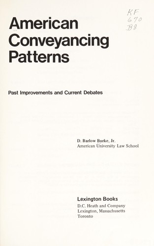 Cover for American conveyancing patterns
