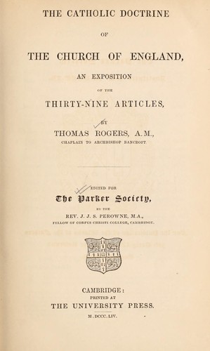 Cover for The catholic doctrine of the Church of England