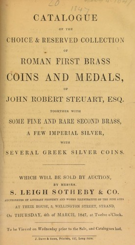 Cover for Catalogue of the choice & reserved collection of Roman first brass coins and medals of John Robert Steuart, Esq., together with some fine and rare second brass, a few Imperial silver, with several Greek silver coins ...