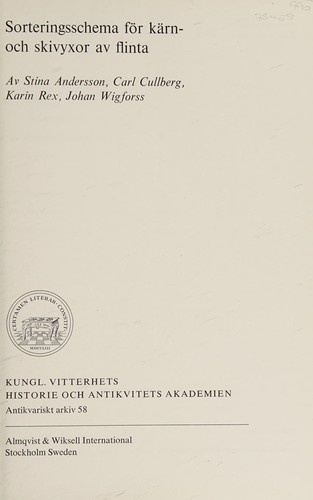 Cover for Sorteringsschema för kärn- och skivyxor av flinta