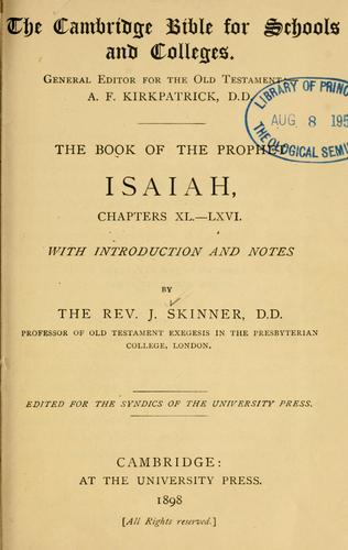 Cover for The book of the prophet Isaiah