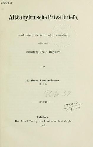 Cover for Altbabylonische Privatbriefe