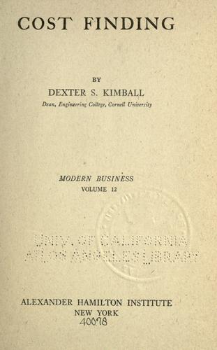 Cover for Cost finding.