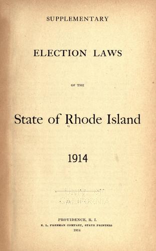 Cover for Supplementary elections laws of the state of Rhode Island, 1914.