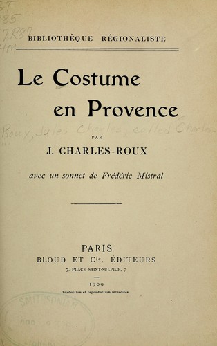 Cover for Le costume en Provence