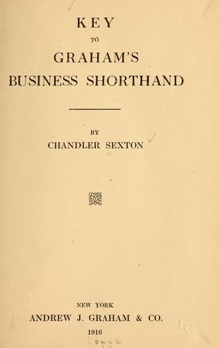 Cover for Graham's business shorthand