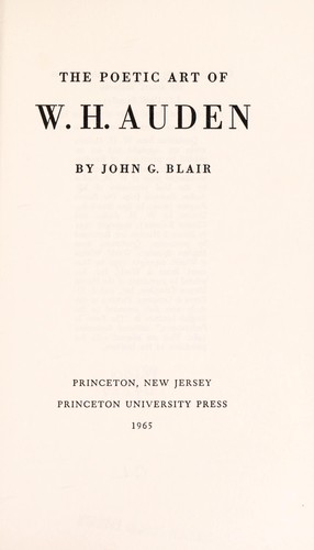 Cover for The poetic art of W. H. Auden