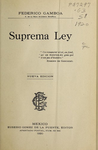 Cover for Suprema ley ...