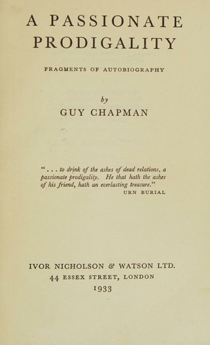 Cover for A passionate prodigality