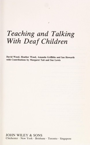 Cover for Teaching and talking with deaf children
