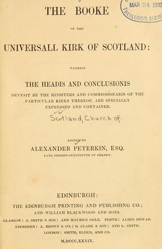 Cover for The booke of the Universall Kirk of Scotland