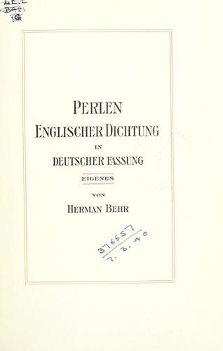 Cover for Perlen englischer Dichtung in deutscher Fassung.