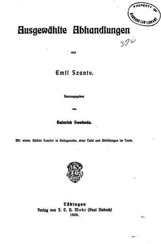 Cover for Ausgewählte Abhandlungen