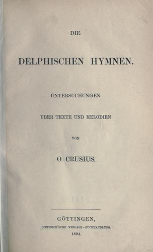 Cover for delphischen Hymnen.