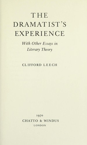 Cover for The Dramatist's Experience