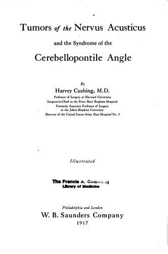 Cover for Tumors of the nervus acusticus and the syndrome of the cerebellopontile angle