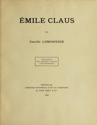 Cover for Émile Claus