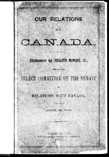 Cover for Our relations with Canada