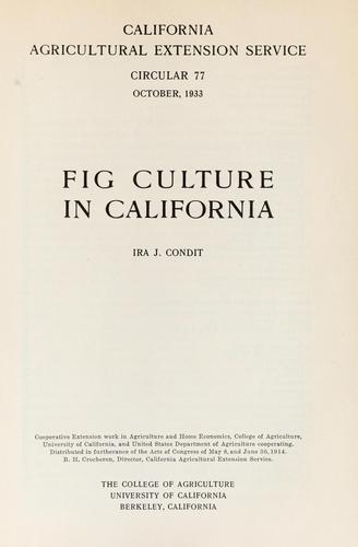 Cover for Fig culture in California