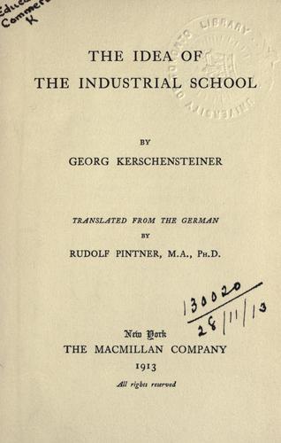 Cover for The idea of the industrial school