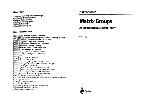 Cover for Matrix groups