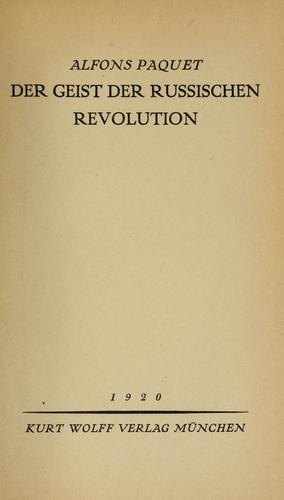 Cover for Geist der russischen Revolution.
