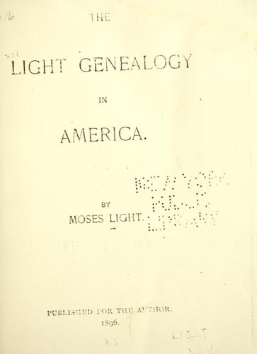 Cover for The Light genealogy in America.