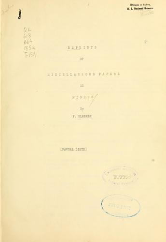 Cover for Reprints of miscellaneous papers on fishes