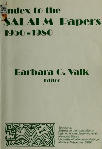 Cover for Index to the SALALM papers, 1956-1980