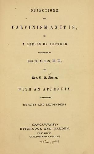 Cover for Objections to Calvinism as it is