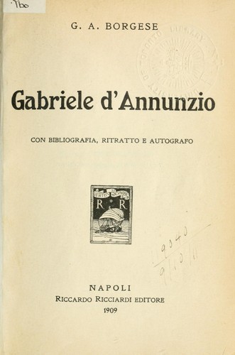 Cover for Gabriele d'Annunzio