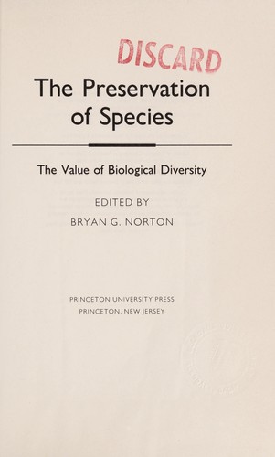 Cover for The Preservation of species